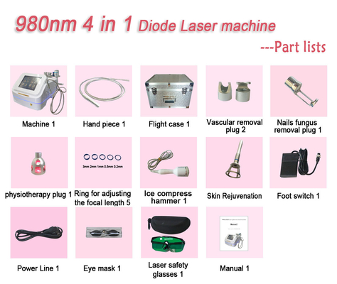 High Power 30W 60W Diode Laser Vascular Removal Machine 980nm