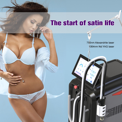 Lange puls 2 in1 Alexandriet 1064nm ND YAG stikstof koeling vezel geleide laser permanente ontharing laser machine